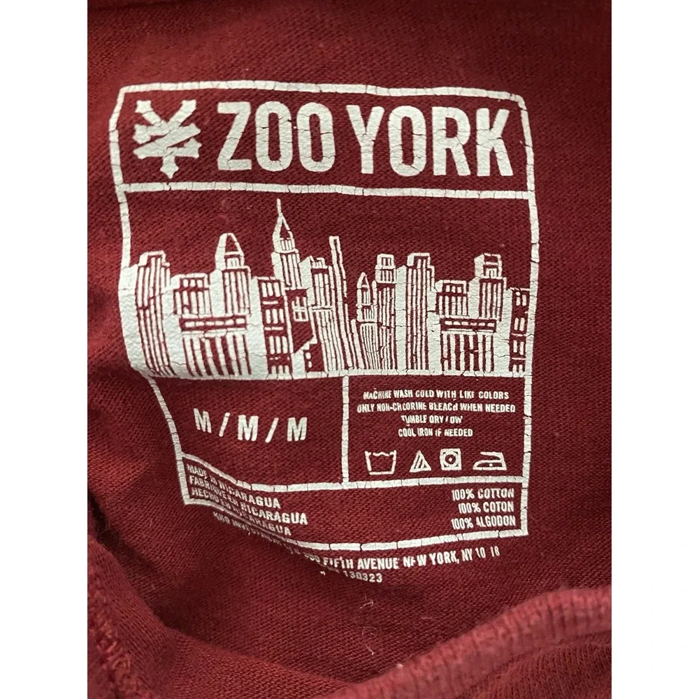 Zoo York Medium Burgundy Mens T-shirt Streetwear New York‎ Y2K